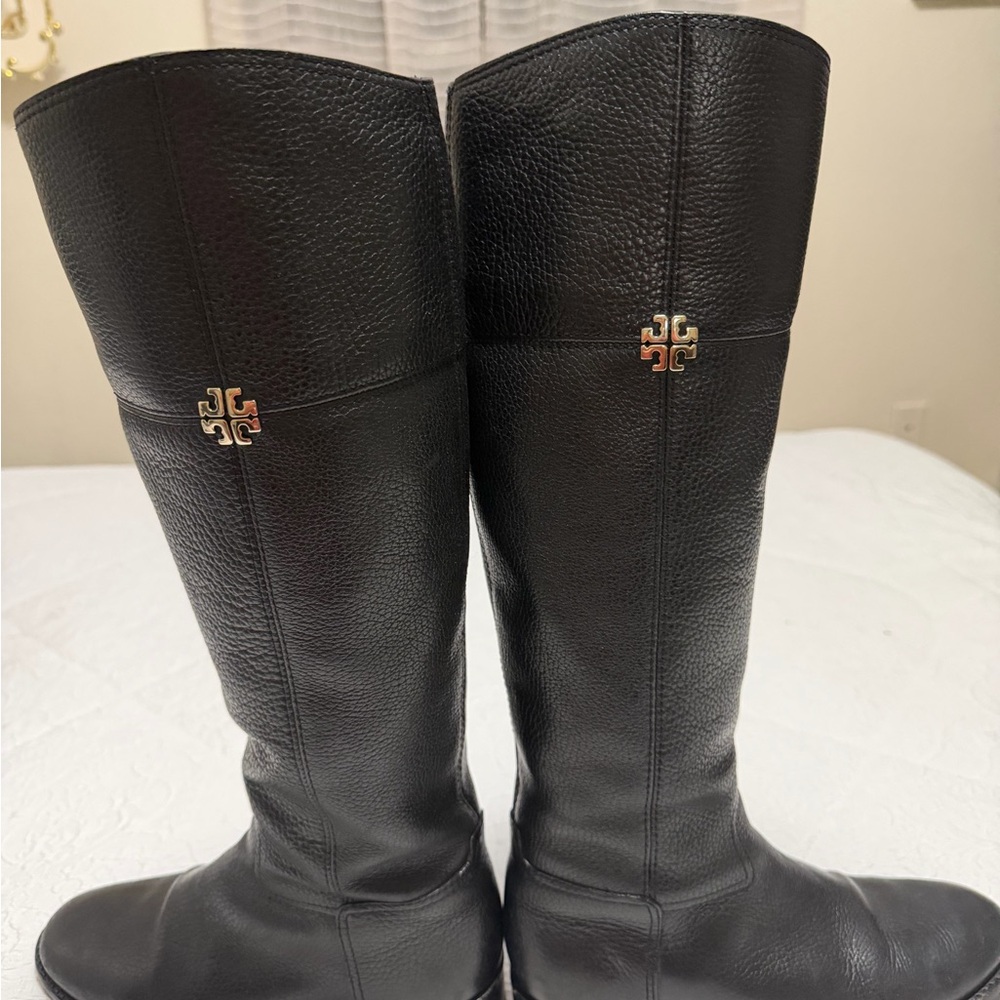 Tory Burch Black Leather Tall Boots
